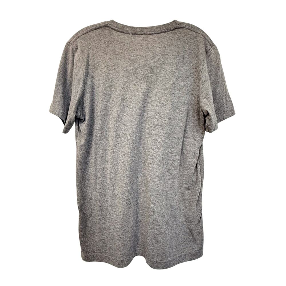 Unisex Canvas Gray T shirt with Ant on a Bicycle Graphic Short Sleeve V Neck - Picture 2 of 16
